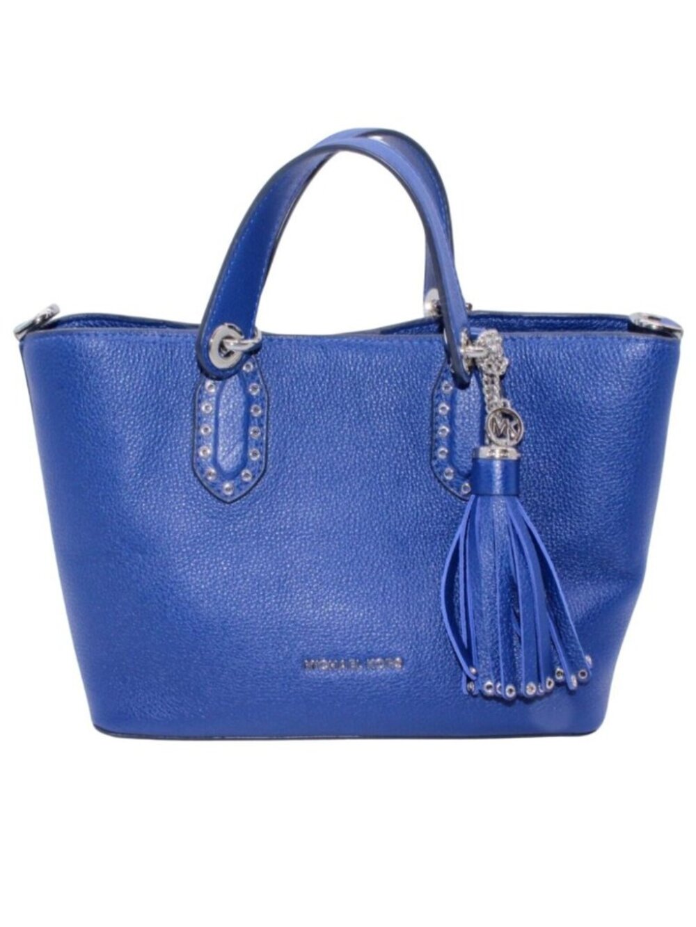 Michael Kors SATCHEL Shoulder Bag Purse Logo Blue Leather Silver
